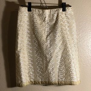 Banana Republic gold embroidered skirt